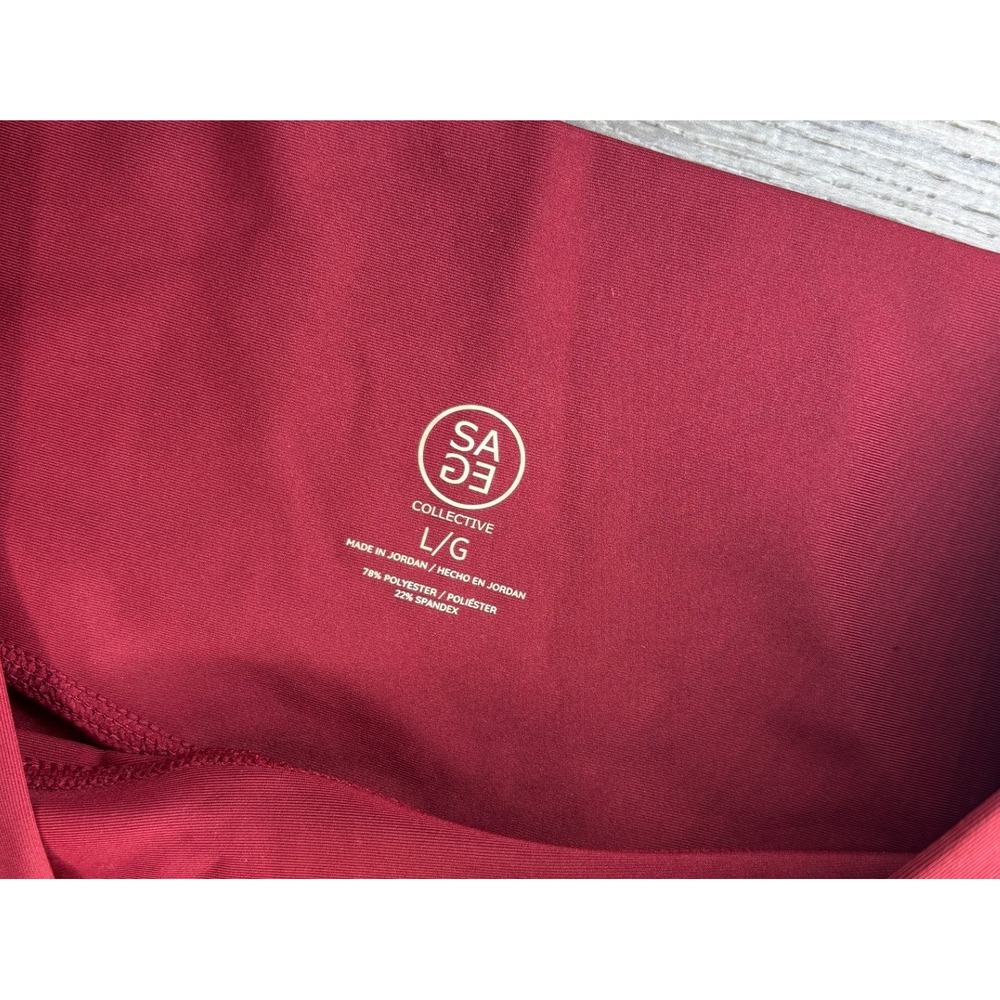 Sage Collective Womens Burgundy High Waisted Athletic Leggings Yoga GymSize L - Picture 2 of 6